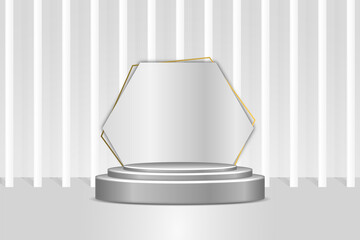 Podium with an aesthetic golden and silver touch