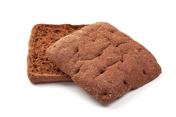 Rye bread, isolated on white background.