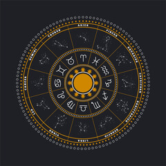 zodiac circle  stars constallation vector horoscope design