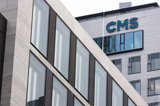 Frankfurt, Hesse, Germany - 13 12 2021: The Cms Building Sign In Frankfurt