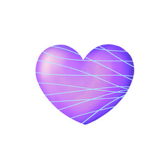 Purple three-dimensional heart on a white background. Design for Valentine's Day