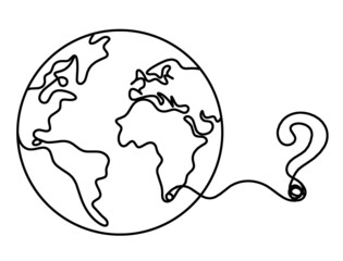 Globe as line drawing on white background. Vector