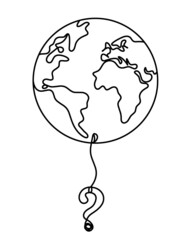 Globe as line drawing on white background. Vector