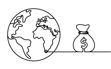 Globe as line drawing on white background. Vector