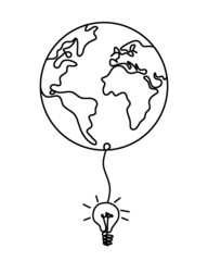 Globe as line drawing on white background. Vector