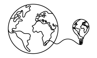 Globe as line drawing on white background. Vector