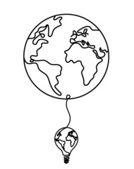 Globe as line drawing on white background. Vector
