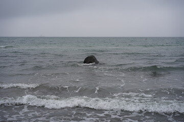 Fototapeta premium Findling in der Ostsee bei Warnemünde