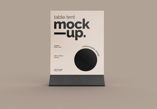 Table Tent Mockup on Neutral Background &ndash; Realistic Stand-Up Card Display for Cafes, Events, or Product Promotions