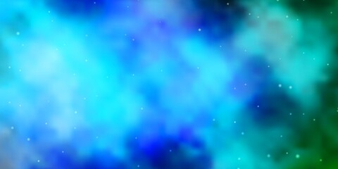 Fototapeta premium Light Blue, Green vector texture with beautiful stars.