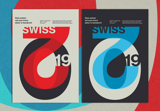 Vintage Swiss Style Colorful Poster Layout with Bold Creative Typography