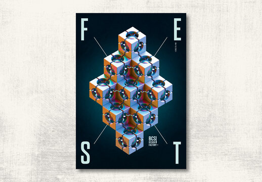 Futuristic 3D Pyramid Poster Layout