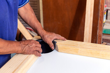 New pool table with balls and sticks.