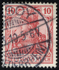 Postage stamps of the German Empire. Stamp printed in the German Empire. Stamp printed by German Empire.