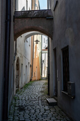 Narrow little alley in the center of Passau in Bavaria