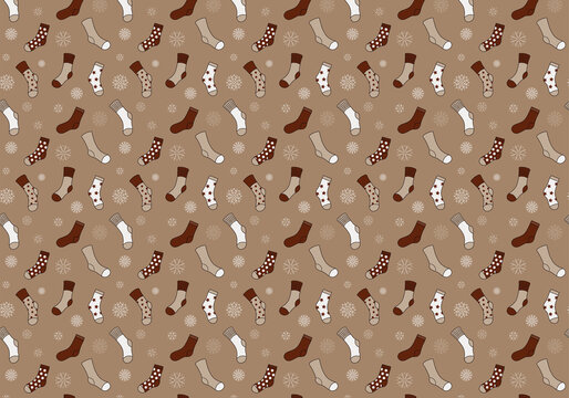 Cute winter pattern with socks and snowflakes
