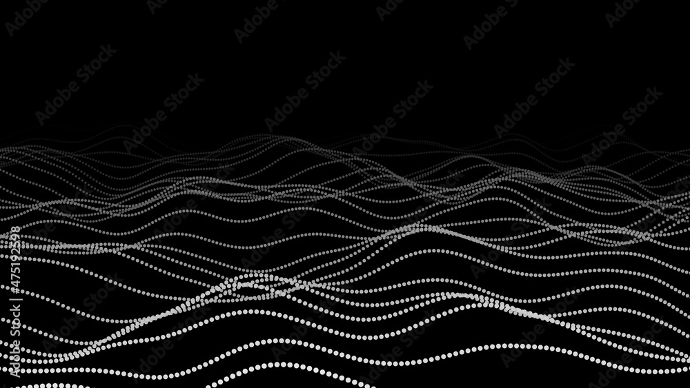 Fototapete Abstract digital background of points. Glowing white dots. Big data. Network or connection. Abstract technology science background. 3d vector illustration.