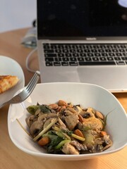 Asian food consumed while working in remote 