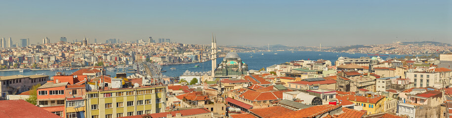 view of Istanbul, Turkey. Istanbul through the domes and chimneys of the Suleymaniye Complex