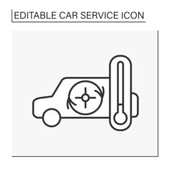  Auto air condition repair line icon. Fix the temperature inside the car. Heating and cooling.Car service concept. Isolated vector illustration. Editable stroke