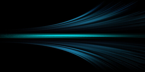  Abstract blue light trails in the dark, motion blur effect
