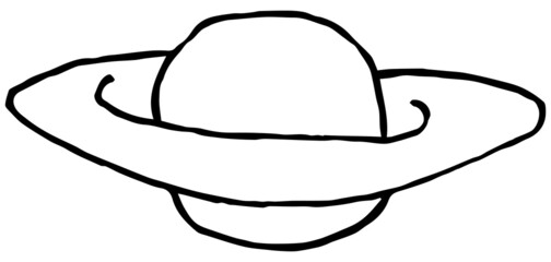 Cartoon doodle hand-drawn illustration of alien planet black and white vector