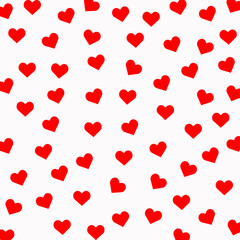 Valentine's Day background with red hearts on a white background