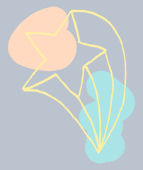 Doodle flying star. Cute pastel cartoon comet illustration