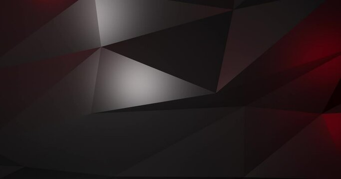 Abstract low poly black background with red lights
