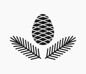 Spruce tree cone and branches symbol.