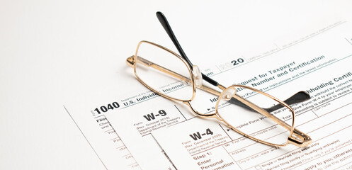 W-9 tax form as a business concept with requesting for TIN