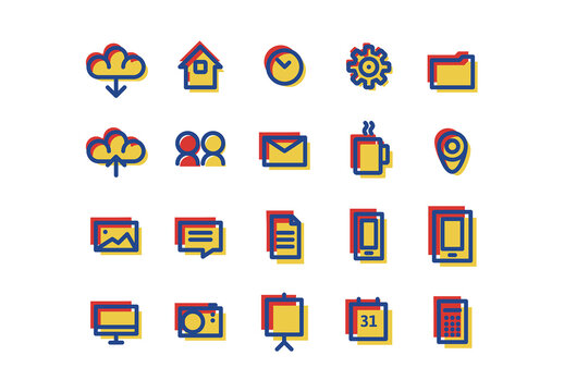 Zweifarbiges Web-Icons-Set