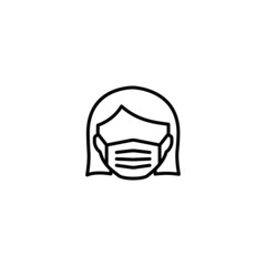 Woman face with mask icon