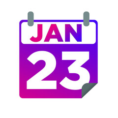 January 23. Single day calendar. minimalist flat illustration in purple color. eps 10