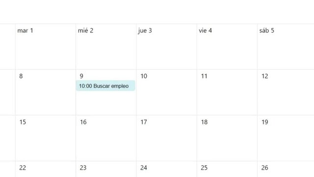 Spanish. Creating a Scheduled Calendar Reminder of Search For Jobs in To Do List. Create Searching For Employment Due Date Schedule Prompt in Personal Organizer Datebook.