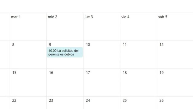 Spanish. Creating a Scheduled Calendar Reminder of Manager Request in To Do List. Create Boss Supervisor Ask Due Date Schedule Prompt in Personal Organizer Datebook. Digital Display View of Typing