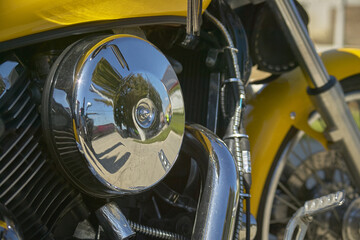 engine of a custom bike