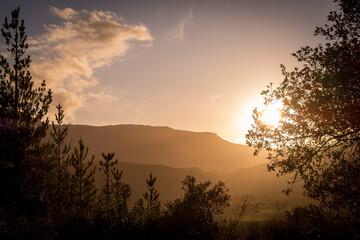 Fototapeta na wymiar Sunset in the mountains of Spain