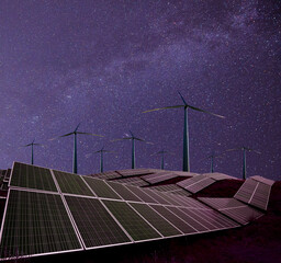 Solar pv panels and the Milky Way, late wind power, solar photovoltaic panels,