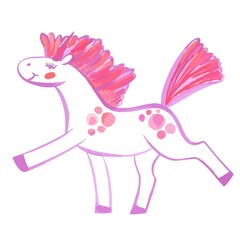 Watercolor vector illustration of pink unicorn
