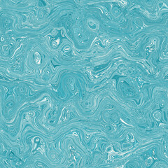 Aegean teal mottled swirl marble nautical texture background. Summer coastal living style home decor. Liquid fluid blue water flow effect dyed textile seamless pattern.