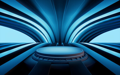 Neon lights and tunnels, 3d rendering.