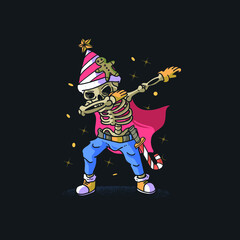 Obraz premium Cute Skeleton Birthday Dabbing Concept