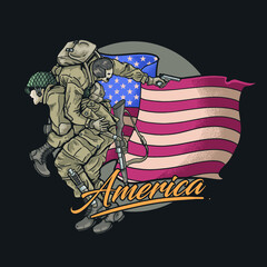 American Soldier Brotherhood Grunge Concept