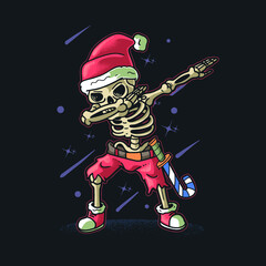 Cute Skeleton Dabbing In Christmas Party