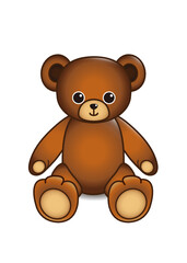 A cute teddy bear plush toy is sitting.