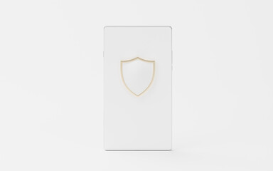 Shields and Mobile phones, 3d rendering.