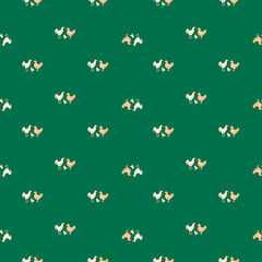 Seamless pattern of chicken family. Domestic animals on colorful background. Vector illustration for textile.