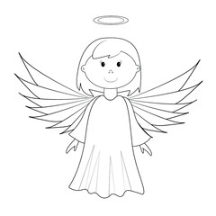 Children's coloring book. Christmas angel. Vector.  Angel isolated on white .