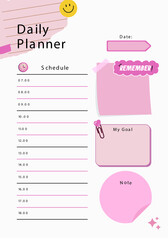 Beige Pink Playful Sticker Daily Planner